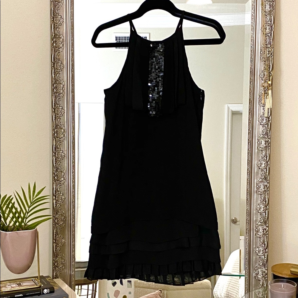 Black sequence cocktail dress